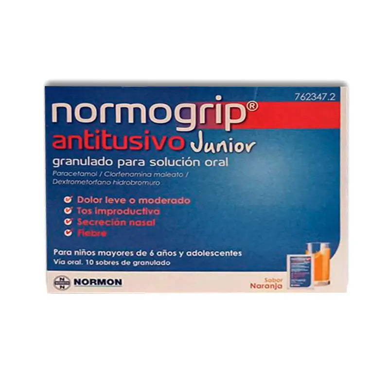 Normogrip Antitusivo Junior, 10 Granulatbeutel zum Einnehmen