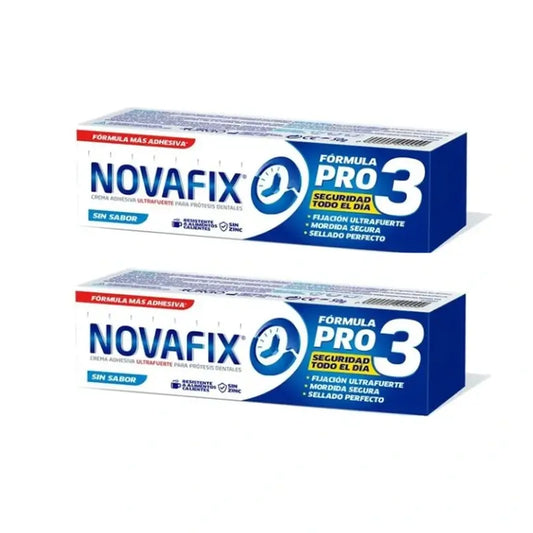 Novafix Pro3 Geschmacksneutrale Prothesenkleber Creme Duplo, 2 x 50 gr