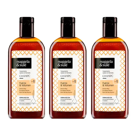 Nuggela & Sule Shampoo Premium Zwiebelextrakt Schwaches und fettiges Haar, Packung 3 x 250 ml