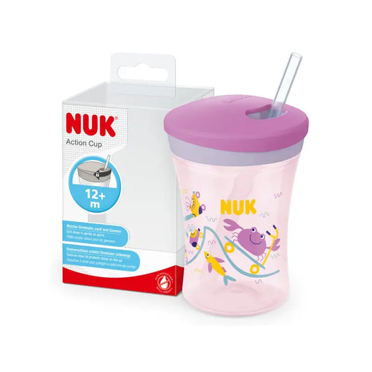 Nuk Action Cup Trinklernbecher ab 12 Monaten, Krabbe (lila), 230 ml