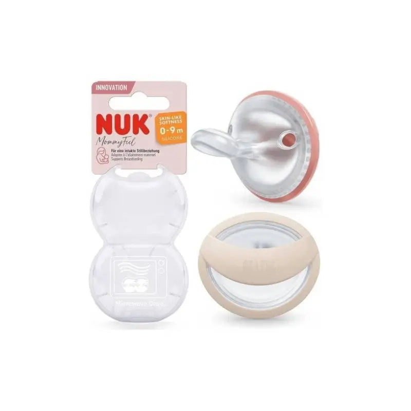 Nuk Mommy Feel Schnuller 0-9M Rot-Grau , 2 Stück