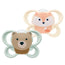 NUK Perfect Match Air Schnuller aus Silikon T0 0–2 Monate Fuchs/Bär, 2 Stück