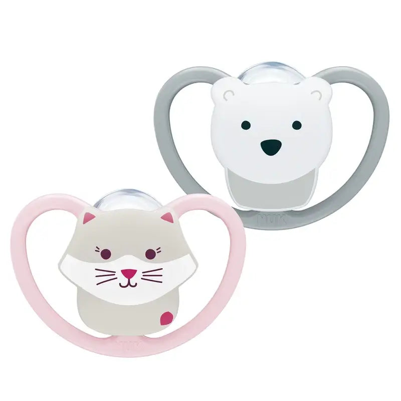 NUK Perfect Match Air Schnuller aus Silikon T3 18–36 Monate Katze/Eisbär, 2 Stück
