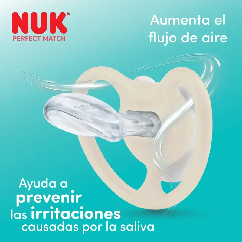 NUK Perfect Match Air Schnuller aus Silikon T2 6–18 Monate Zebra/Löwe, 2 Stück