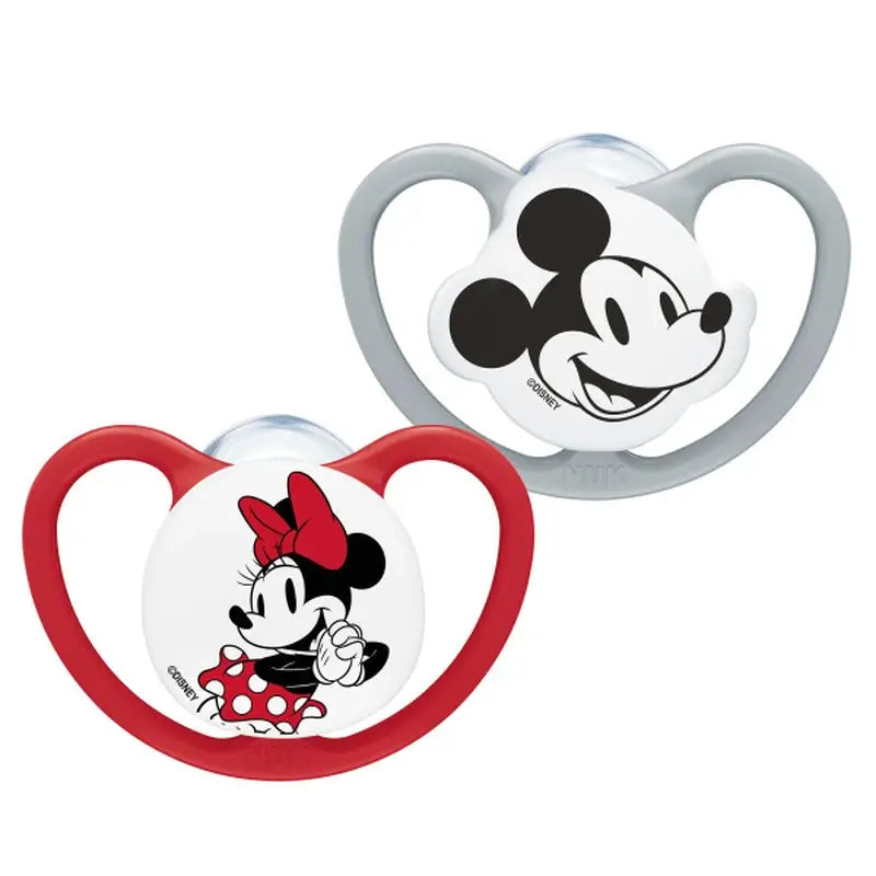 NUK Perfect Match Air Schnuller aus Silikon T3 18–36 Monate Mickey Mouse Rot/Grau, 2 Stück