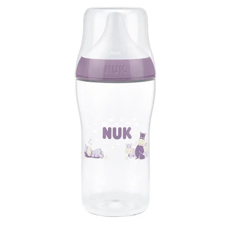 NUK Perfect Match Babyflasche 260 ml, Sauger M, ab 3 Monaten, Nilpferd
