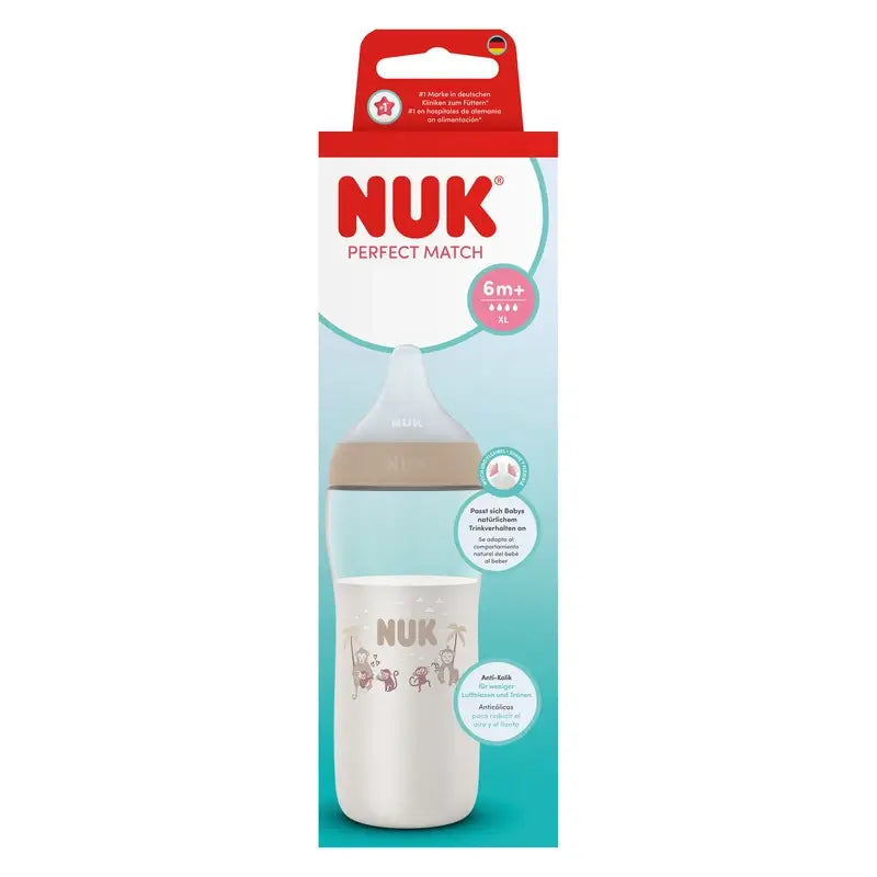 NUK Perfect Match Babyflasche 360 ml, Sauger XL, ab 6 Monaten, Mono