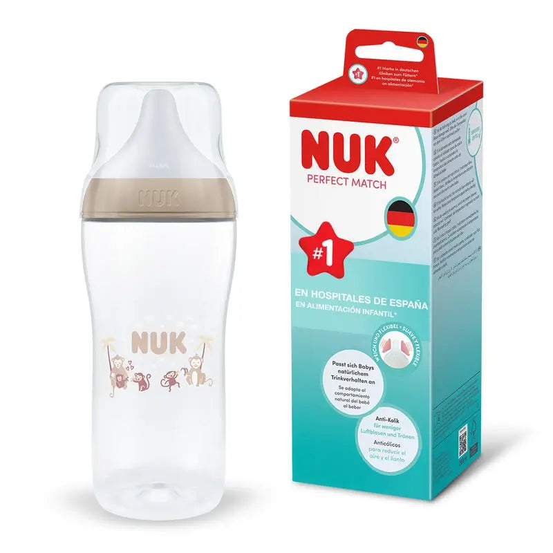 NUK Perfect Match Babyflasche 360 ml, Sauger XL, ab 6 Monaten, Mono