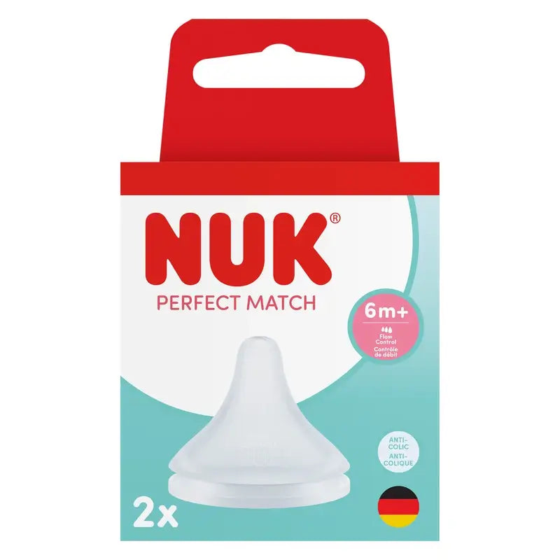 NUK Perfect Match Silikon-Sauger mit Durchflussregulierung für Kinder ab 6 Monaten, 2 Stück