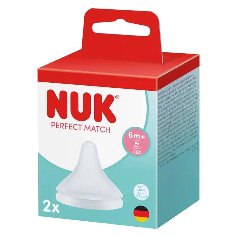 NUK Perfect Match Silikon-Sauger mit Durchflussregulierung für Kinder ab 6 Monaten, 2 Stück