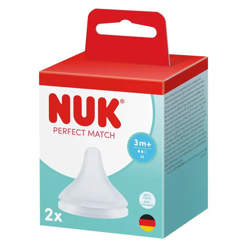 NUK Perfect Match Silikon-Sauger, Durchfluss M, ab 3 Monaten, 2 Stück