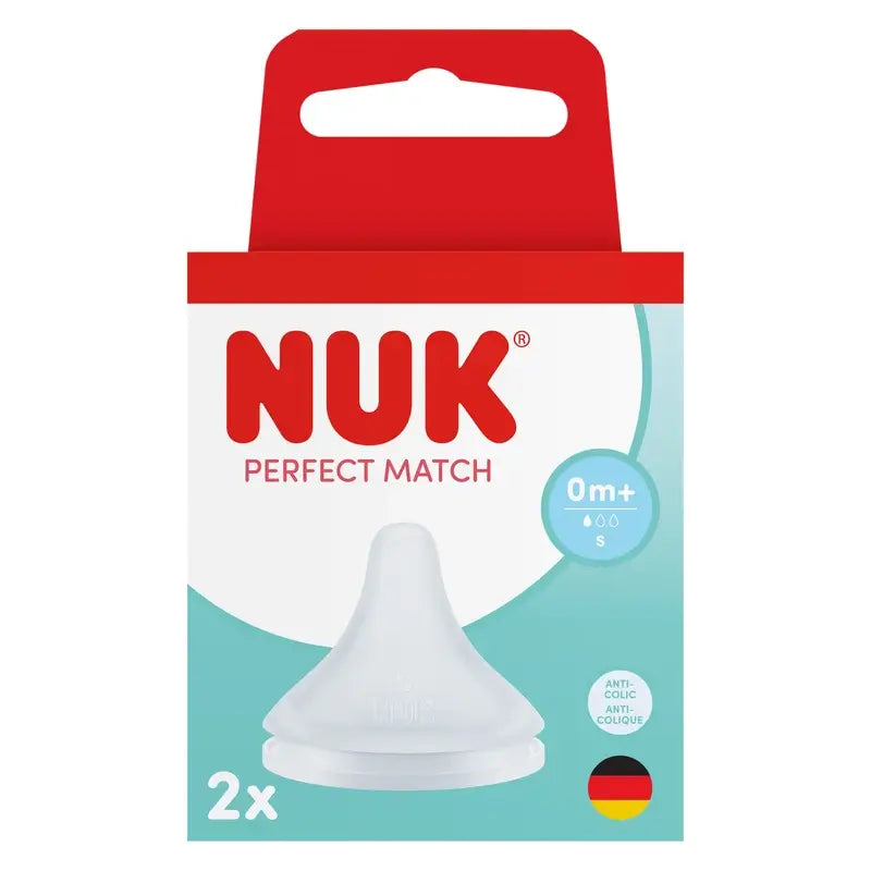 NUK Perfect Match Silikon-Sauger, Durchfluss S, 0m+, 2 Stück