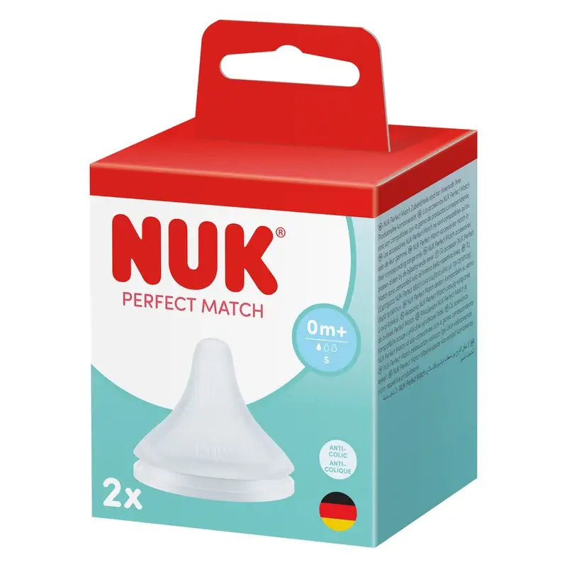 NUK Perfect Match Silikon-Sauger, Durchfluss S, 0m+, 2 Stück