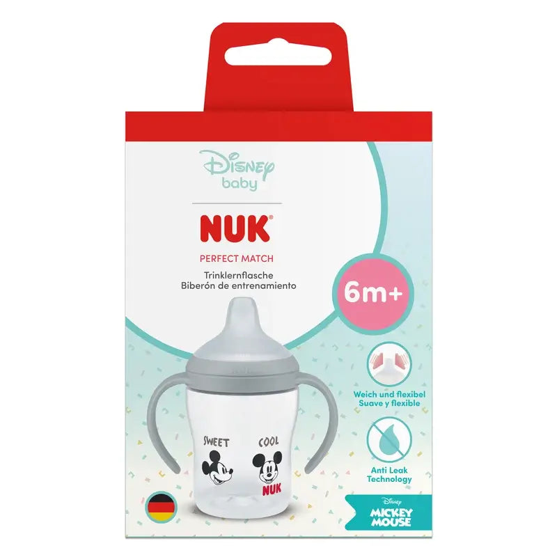NUK Perfect Match Lernflasche 150 ml ab 6 Monaten Mickey Mouse Grau