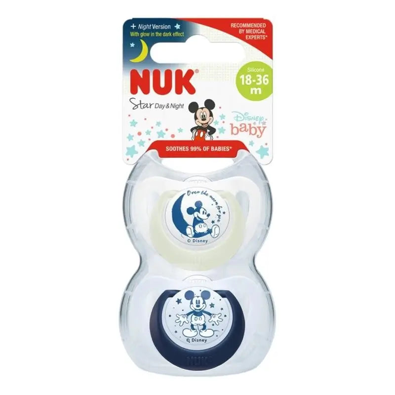 Nuk Star Day & Night Mickey Mouse T3 18-36M Silikon , 2 Stück