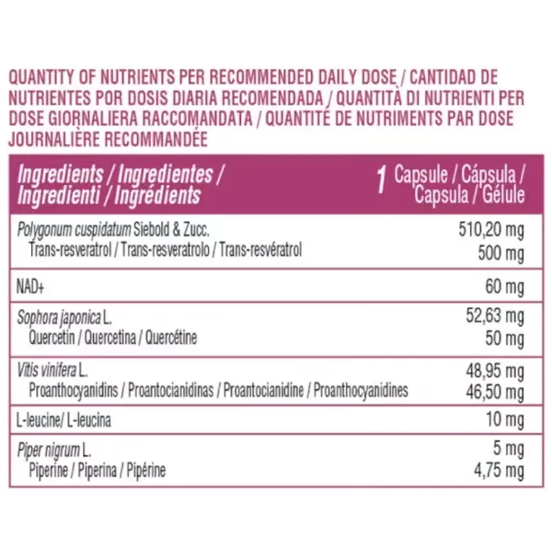 Nutralie Trans Resveratrol & Nad+-Komplex mit Quercetin + Piperin, 60 Kapseln