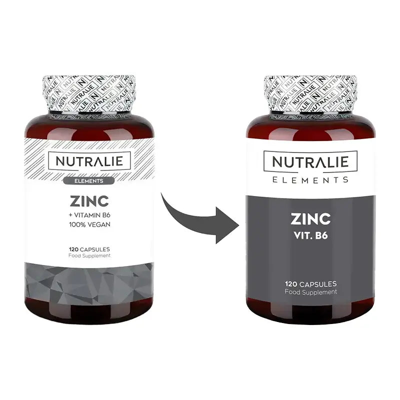 Nutralie Zink mit Vitamin B6 Akne Haare Haut Vegan , 120 Kapseln