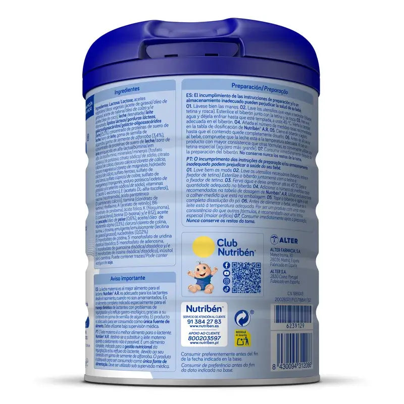 Nutribén AR Anti-Reflux und Anti-Regurgitation-Milch 800 g