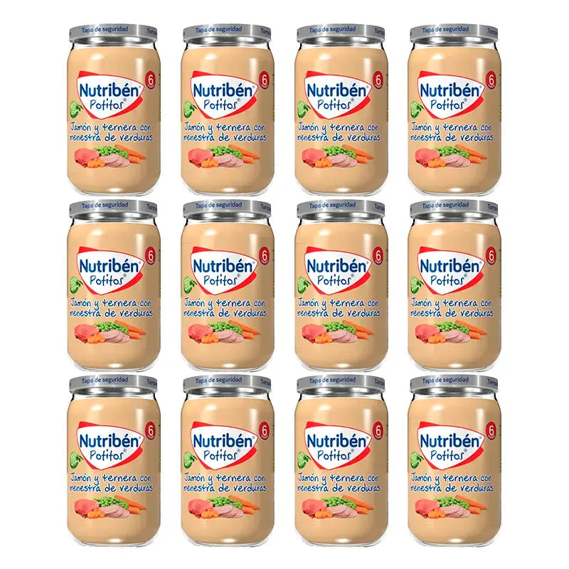 Nutriben Potito Schinken & Rindfleisch mit Gemüseeintopf , 12 x 235 Gramm