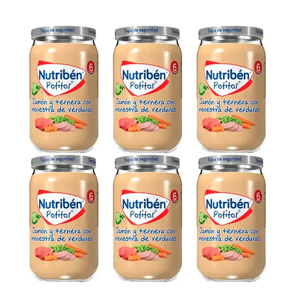 Nutriben Potito Schinken und Rindfleisch mit Gemüseeintopf , 6 x 235 Gramm