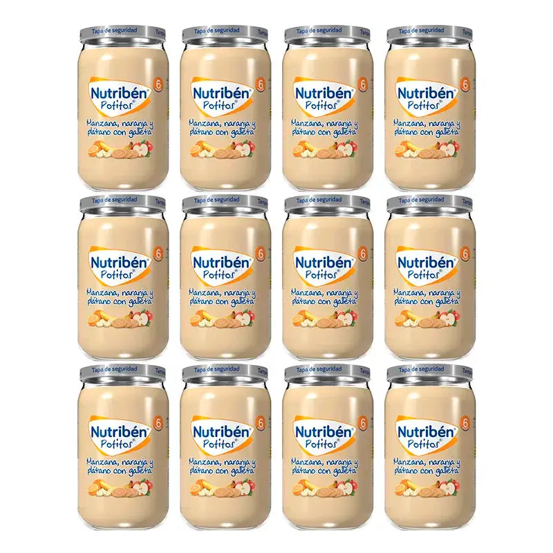 Nutriben Potito Apfel, Orange und Banane mit Keksen, 12 x 235 Gramm