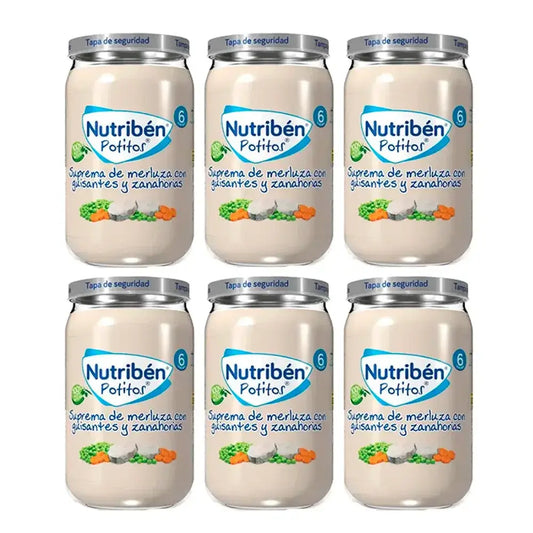 Nutriben Potito Supreme von Seehecht mit Erbsen und Karotten , 6 x 235 g