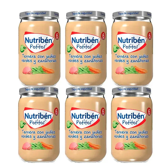 Nutriben Potito Rindfleisch mit grünen Bohnen und Karotten , 6 x 235 Gramm