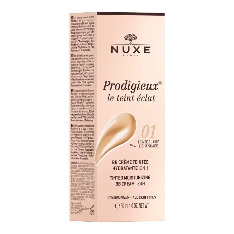 Nuxe feuchtigkeitsspendende Bb-Creme mit Farbe 24H, Prodigieux® Le Teint Éclat 30Ml - Heller Farbton