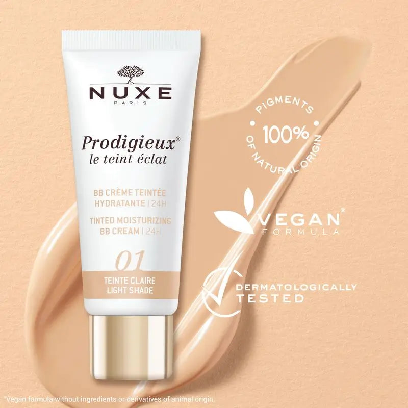 Nuxe feuchtigkeitsspendende Bb-Creme mit Farbe 24H, Prodigieux® Le Teint Éclat 30Ml - Heller Farbton