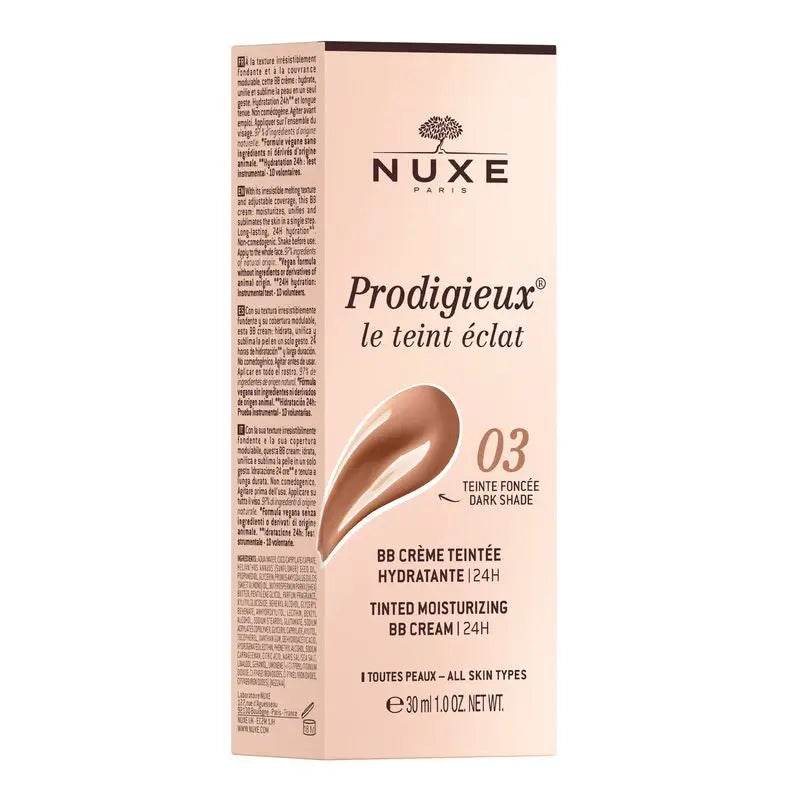 Nuxe feuchtigkeitsspendende Bb-Creme mit Farbe 24H, Prodigieux® Le Teint Éclat 30Ml - Dunkler Farbton