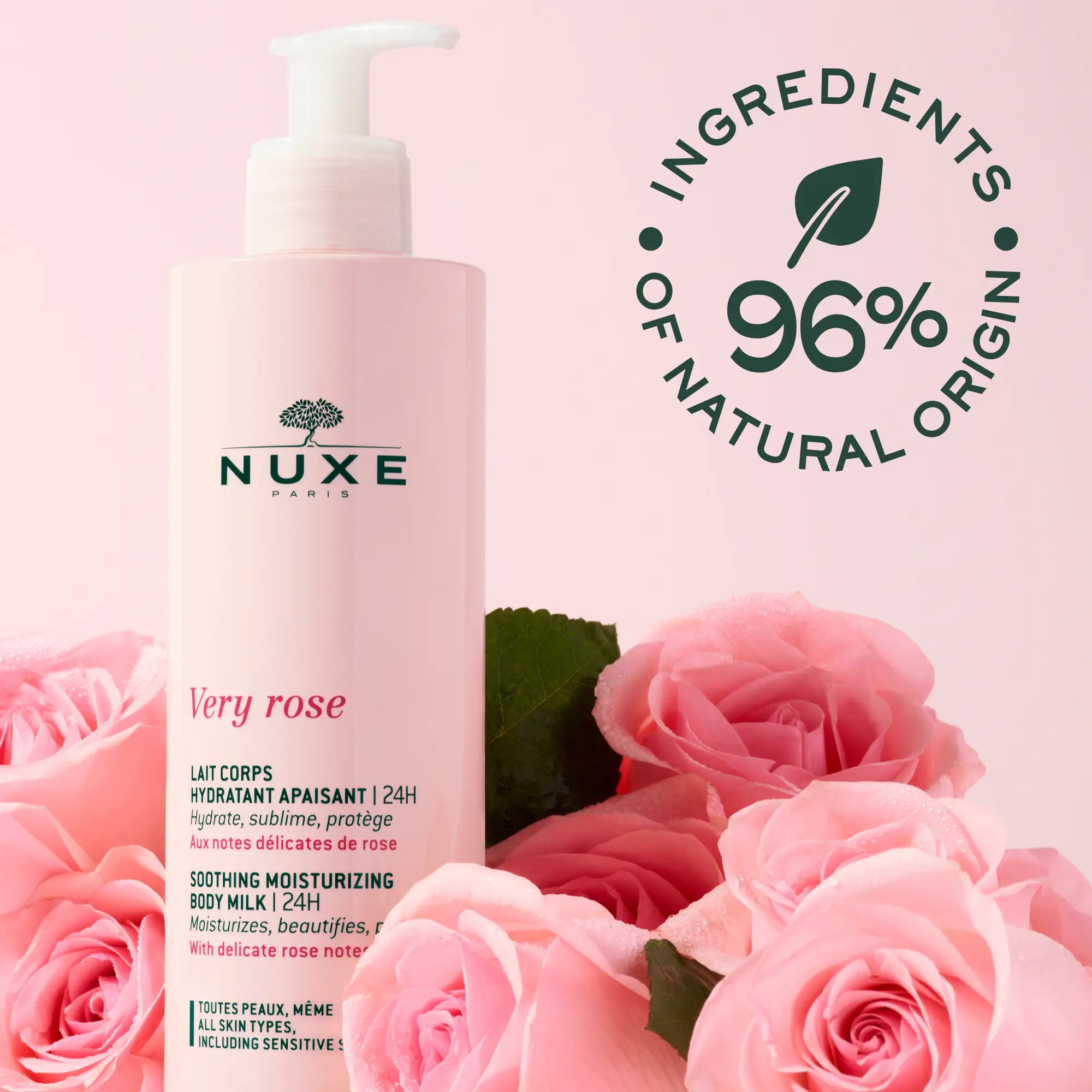 Nuxe Very Rose - Beruhigende, feuchtigkeitsspendende Körpermilch 24 H* | Nuxe
