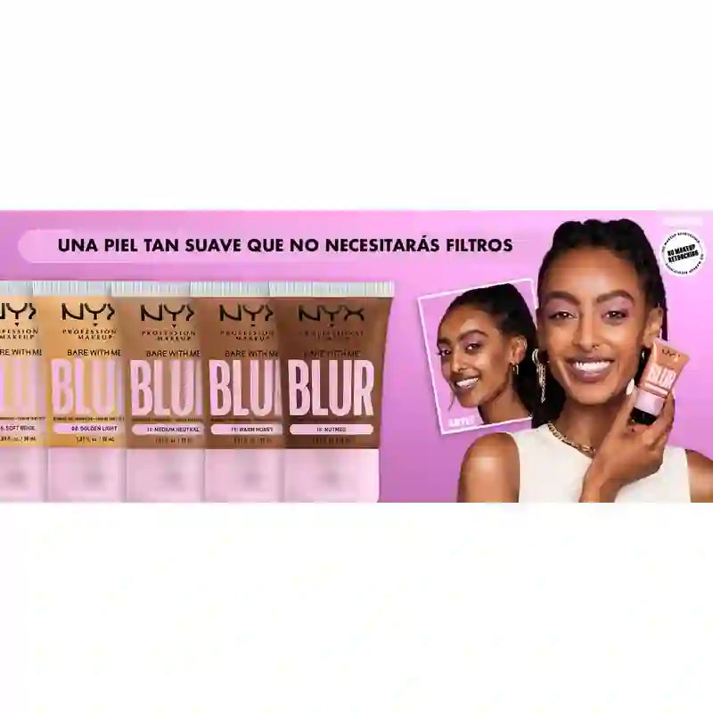 Nyx Bare With Me Blur Skin Tint, verwischende Foundation, mattes Finish, Farbton 06 , 30 ml