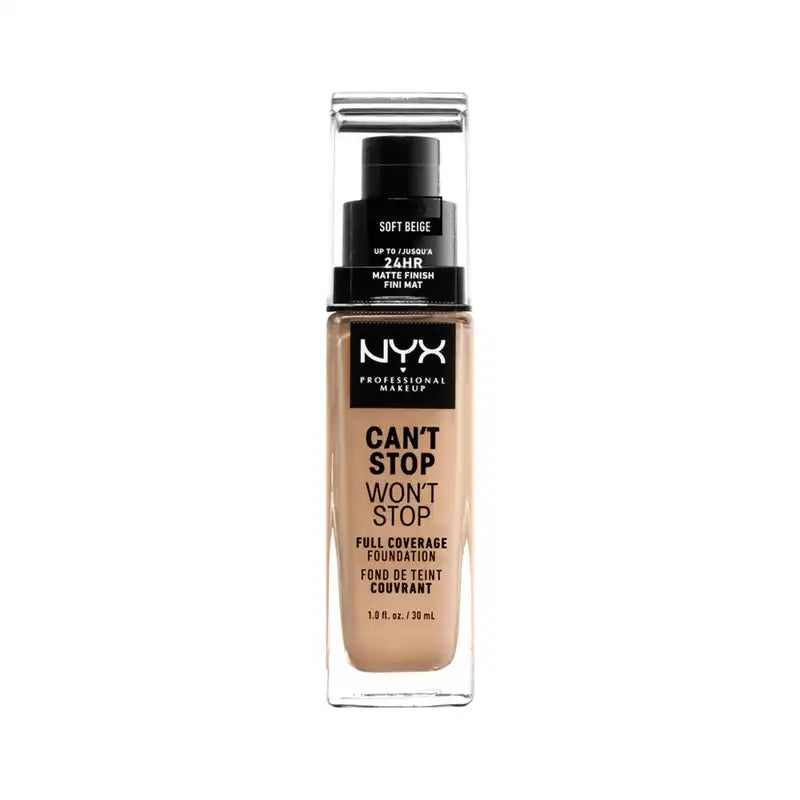 Nyx Can'T Stop Won'T Stop Full Coverage Foundation Grundierung Farbton 7.5 Soft Beige Medium , 30 ml