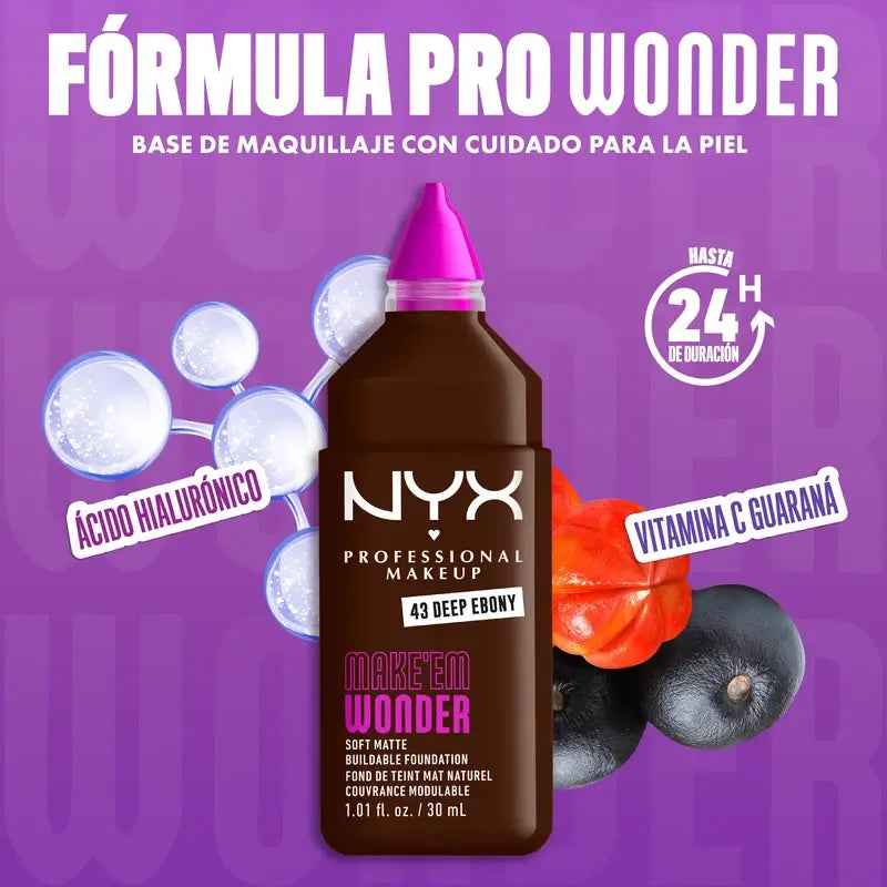 Nyx Cosmetics Make Em Wonder Fdt Tiefes Ebenholz, 30 ml