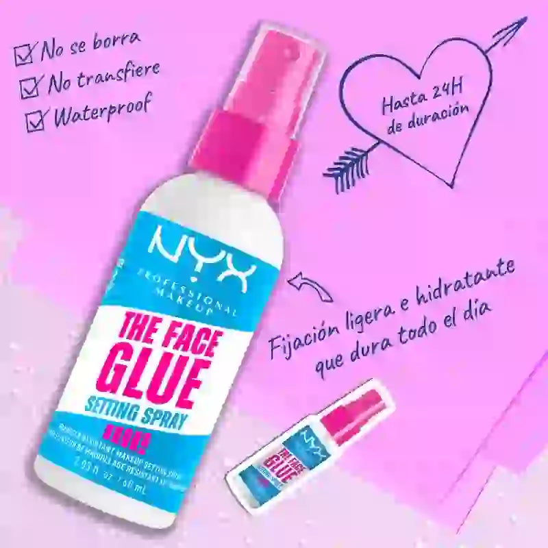 Nyx Face Glue Setting Spray, Langanhaltendes, widerstandsfähiges Setting Spray, 60 ml