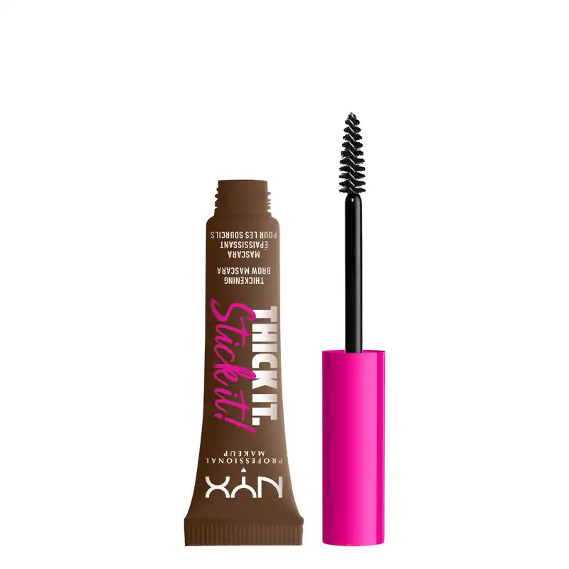 Nyx Thick It Stick It Wimperntusche. Lang anhaltend. Natürliches Finish. Brünetter Farbton, 7 ml