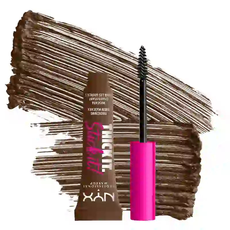 Nyx Thick It Stick It Wimperntusche. Lang anhaltend. Natürliches Finish. Brünetter Farbton, 7 ml