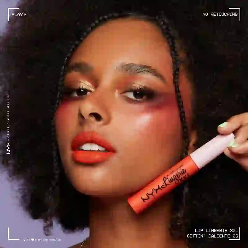 Nyx Lipstick Lip Lingerie Xxl Fuego Long Wear, 100 % matte Deckkraft, warmer Gettin-Ton, 4 ml