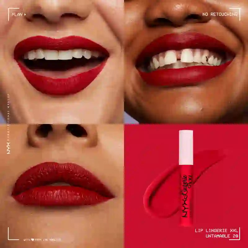 Nyx Lippenstift Lip Lingerie Xxl Fuego Lang anhaltende 100% matte Deckkraft, unzähmbarer Farbton, 4 ml