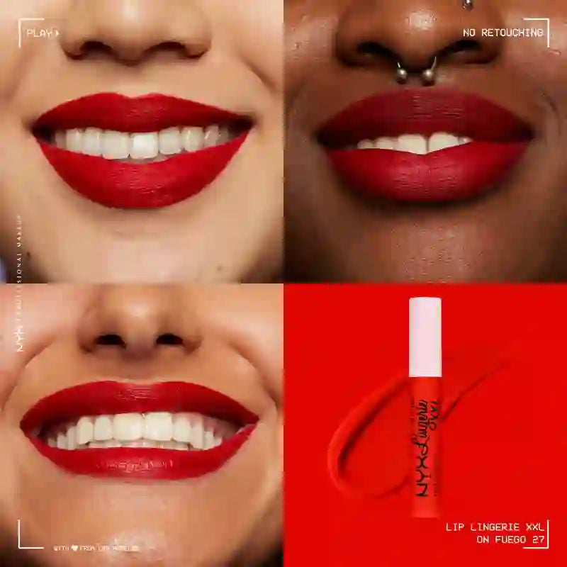 Nyx Lippenstift Lip Lingerie Xxl Fuego Lang anhaltend, matt, Farbton Fuego 27 , 4 ml