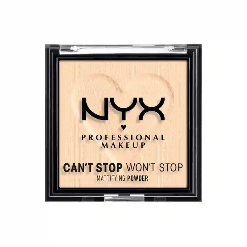 Nyx Professional Mattierender Puder Can'T Stop Won't Stop. Mattiert Glanz, Unregelmäßigkeiten und Poren. Farbton 01 Fair. , 6 gr