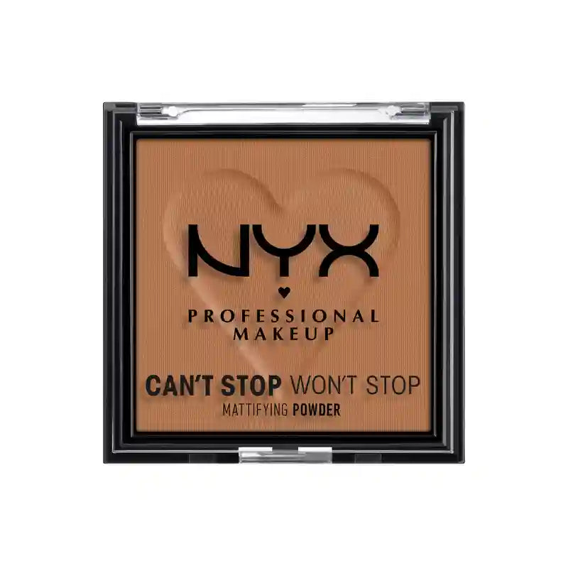 Nyx Professional Mattierender Puder Can'T Stop Won't Stop. Mattiert Glanz, Unregelmäßigkeiten und Poren. Farbton 08 Mocha. , 6 gr