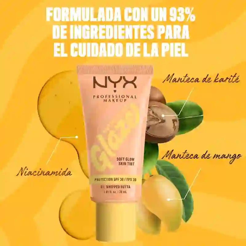 Nyx Skin Tint Buttermelt Glaze Soft Glow + Schutz Spf/Fps 30 , 30 ml
