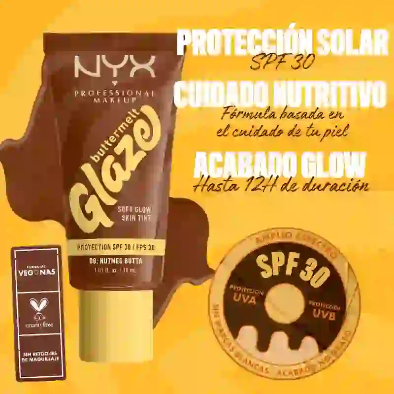 Nyx Skin Tint Buttermelt Glaze Soft Glow + Schutz Spf/Fps 30 , 30 ml