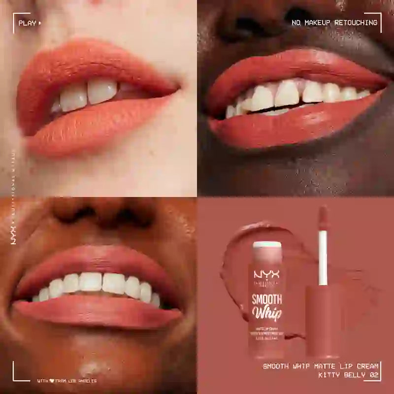 Nyx Smooth Whip Matte Lip Cream, cremiger flüssiger Lippenstift, matt, Farbton Kitty Belly , 4 ml