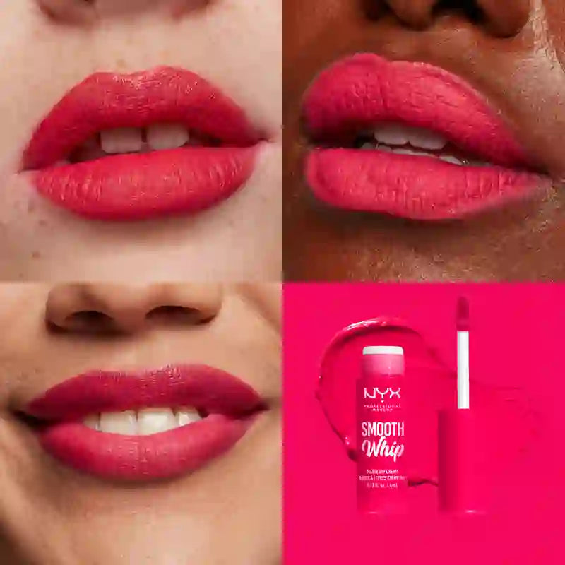 Nyx Smooth Whip Matte Lip Cream, cremiger flüssiger Lippenstift, matt, Farbton Pillow Fight , 4 ml