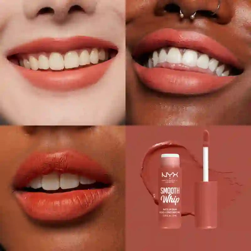 Nyx Smooth Whip Matte Lip Cream, cremiger flüssiger Lippenstift, matt, Farbton Pushin , 4 ml