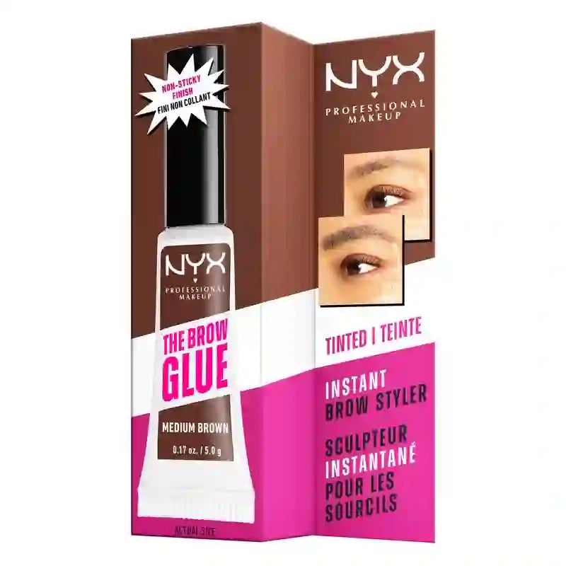 Nyx The Brow Glue, Langanhaltendes Brauen-Gel, Farbton 02 Medium Brown, 5 gr
