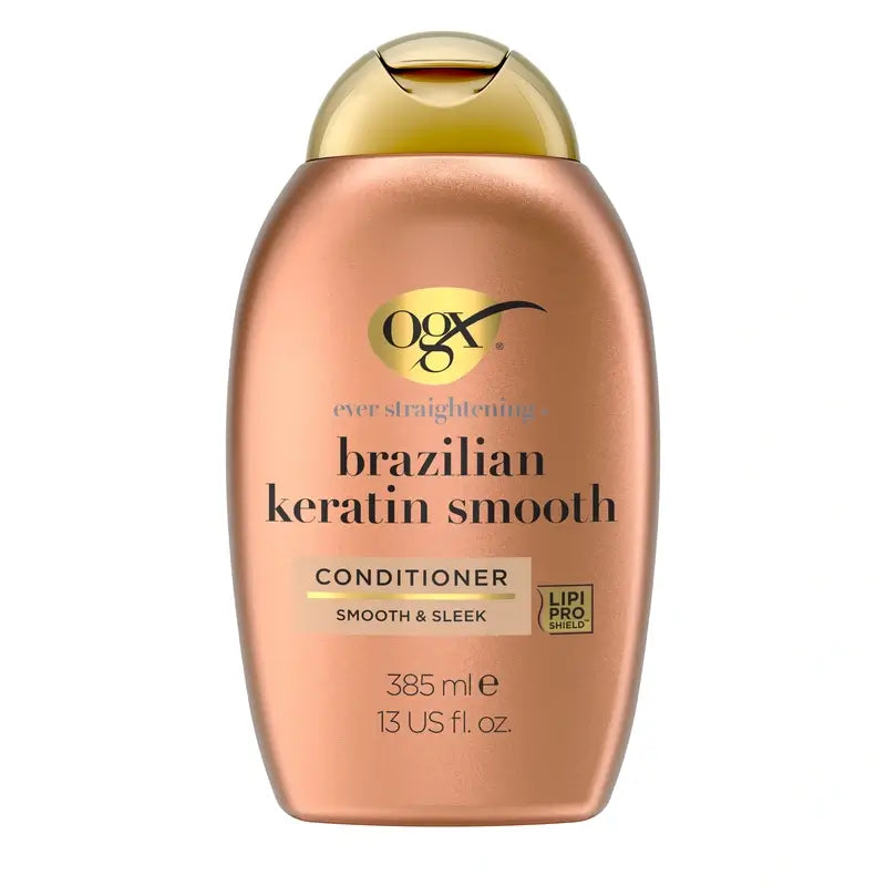OGX Brazilian Keratin Conditioner, für gewelltes oder lockiges Haar, glättet, stärkt und spendet Feuchtigkeit, 385ml