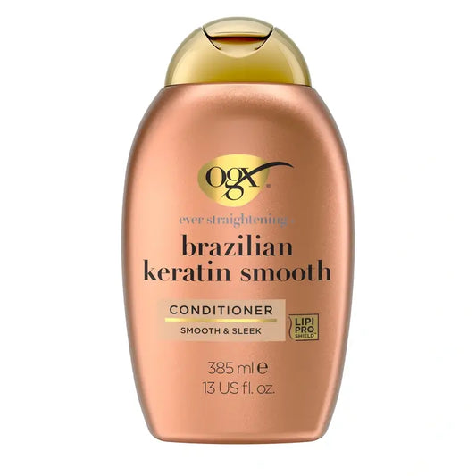 OGX Brazilian Keratin Conditioner, für gewelltes oder lockiges Haar, glättet, stärkt und spendet Feuchtigkeit, 385ml